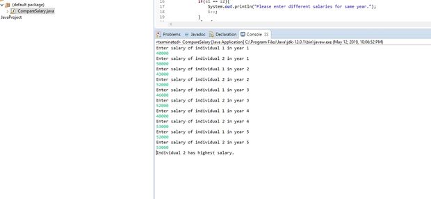Java Program to compare the distinct salaries Solution