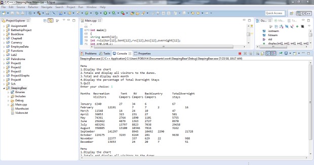 CIS 1111 Programming–Sleeping Bear Dunes 2D Arrays Solved