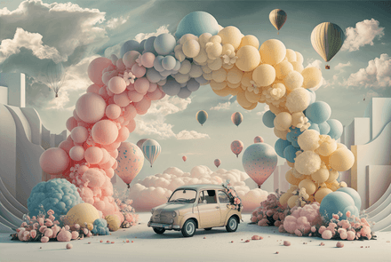 Balloons and car background