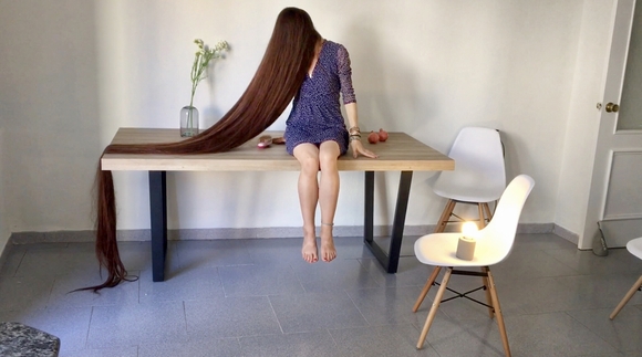 Noonday hairplay on the table