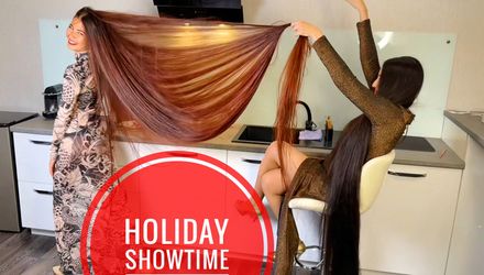 HOLIDAY SHOWTIME — TWO RAPUNZELS, ULTRA LONG HAIR &amp; PURE JOY