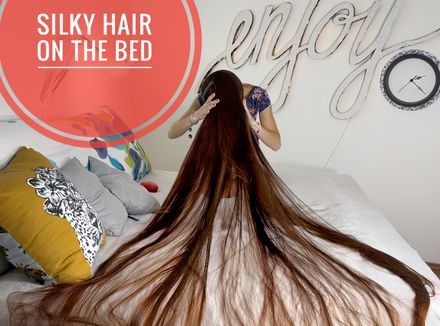 Silky hair on the bed