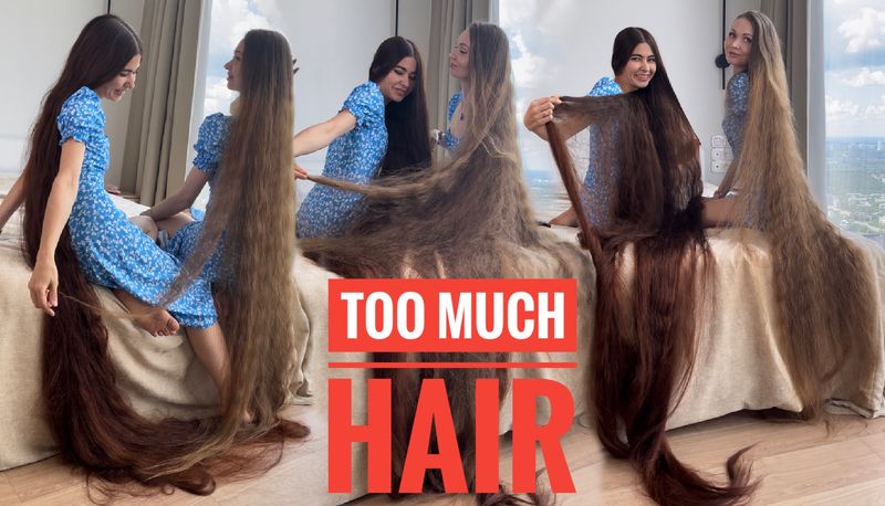 Two Rapunzels are on the bed. Too much hair of Aliia_more and Dashik.