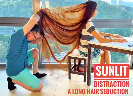 Sunlit Distraction: A Long Hair Seduction
