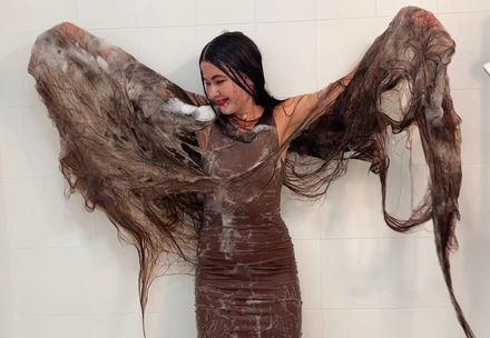 On demand Custom video:🖤Rapunzel’s 270+ CM Wet Hair Bath | Endless Shampoo Hair Play🖤