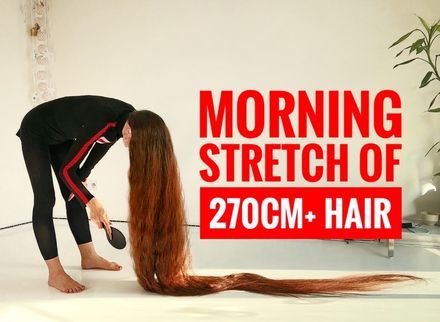 REAL-LIFE RAPUNZEL MORNING STRETCH – 270CM+ WAVY HAIR FLOWING EVERYWHERE