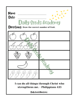 Fruit by Number | Counting Fruit Coloring Activity Sheet | Learn How to Count (Fill in the Blank)