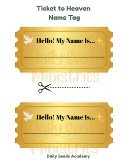 Ticket to Heaven Classroom Name Tags
