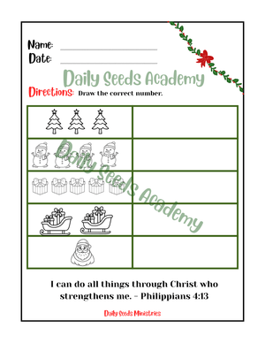 Christmas by Number Counting Activity (Fill in the Blank)