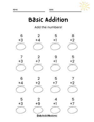 Basic Addition Worksheet