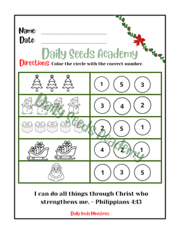 Christmas by Number Counting Activity