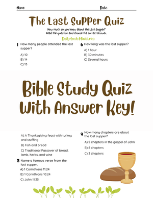 The Last Supper Lesson Quiz