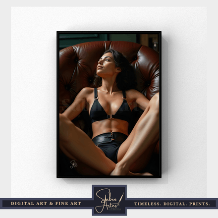 Feminine Stärke in schwarzem Harness-Look – Erotische Fine Art mit Stil