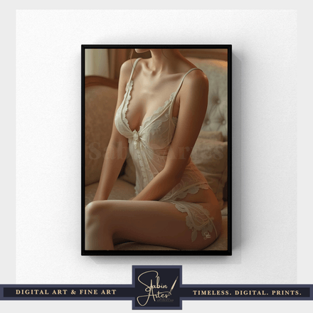 Sinnliche Boudoir-Kunst in Spitzen-Dessous – Erotisches Fine Art Poster mit Vintage-Ästhetik