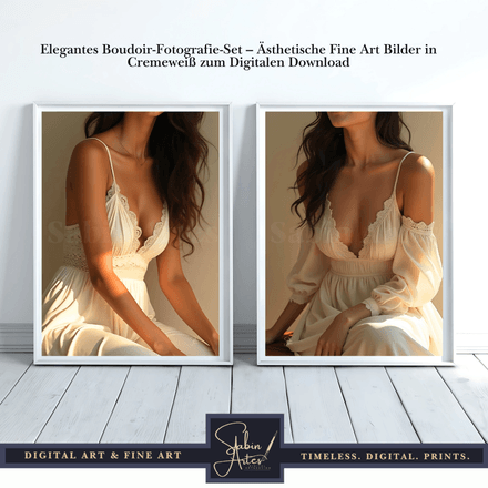 Elegantes Boudoir-Fotografie-Set – Ästhetische Fine Art Bilder in Cremeweiß zum Digitalen Download