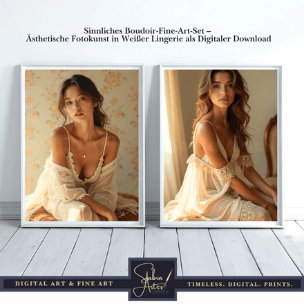 Sinnliches Boudoir-Fine-Art-Set – Ästhetische Fotokunst in Weißer Lingerie als Digitaler Download