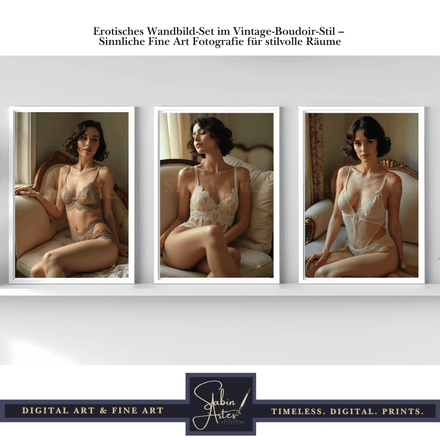 Erotisches Wandbild-Set im Vintage-Boudoir-Stil – Sinnliche Fine Art Fotografie für stilvolle Räume