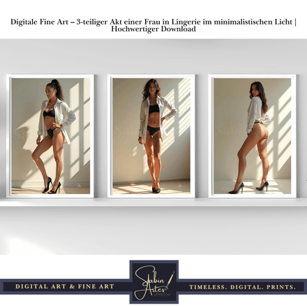 Digitale Fine Art – Frau in schwarzer Unterwäsche &amp; Oversize-Hemd 