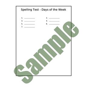 Spelling Test - German (Days of the Week) Answer Key Included
