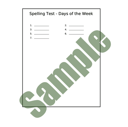 Spelling Test - German (Days of the Week) Answer Key Included