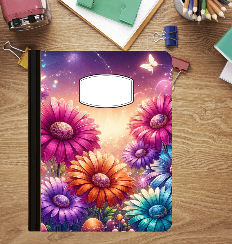Holographic Gerber Daisies Composition Notebook