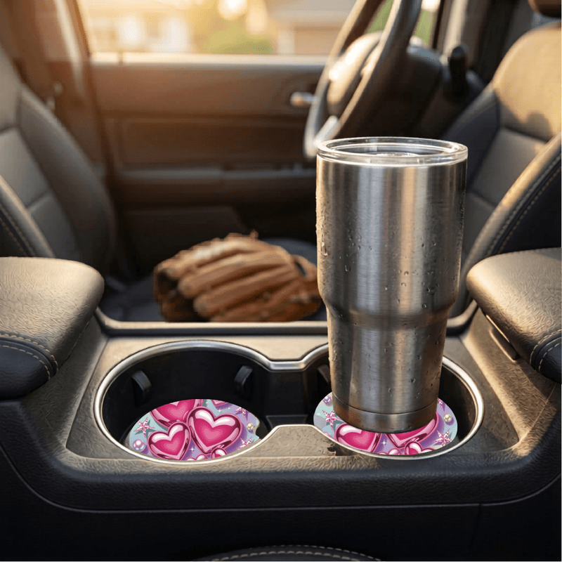 Car Coasters Hearts set of 2