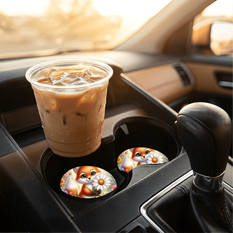 Car Coasters Daisy Fox set of 2