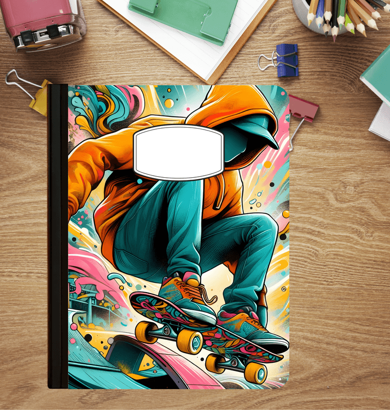 Holographic Skateboarder Composition Notebook
