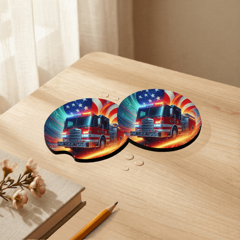 Car Coasters Firefighter set of 2