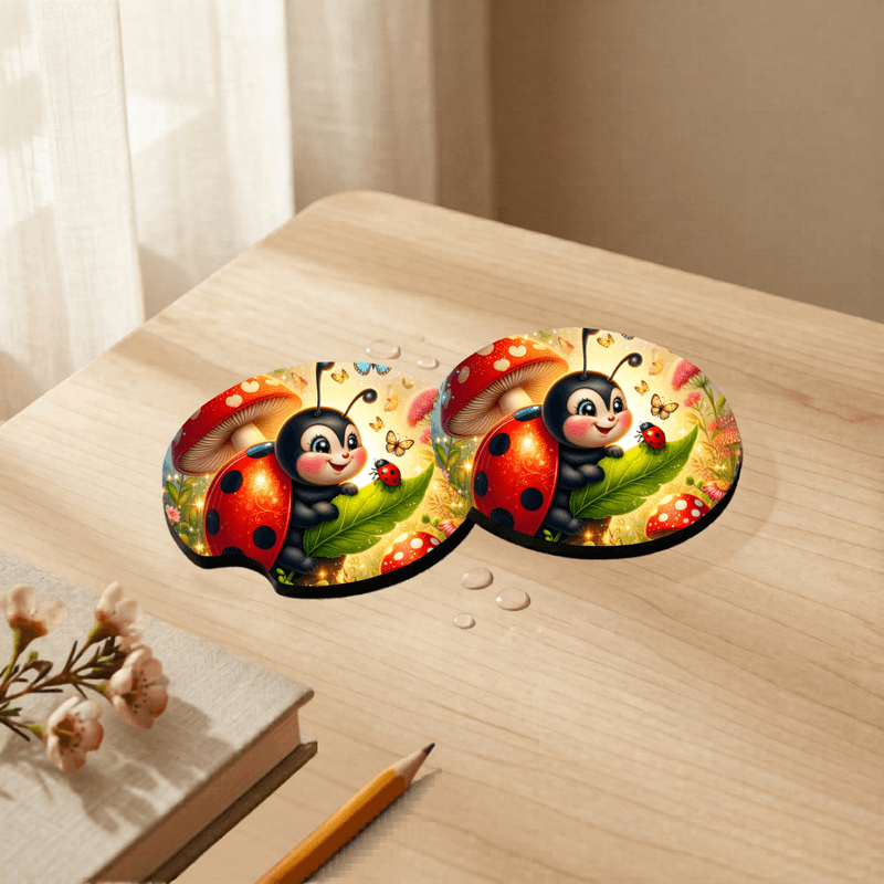 Car Coasters Ladybug set of 2