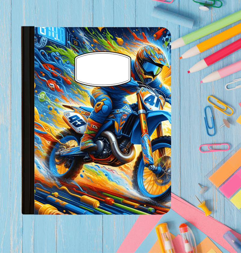 Holographic Motocross Composition Notebook