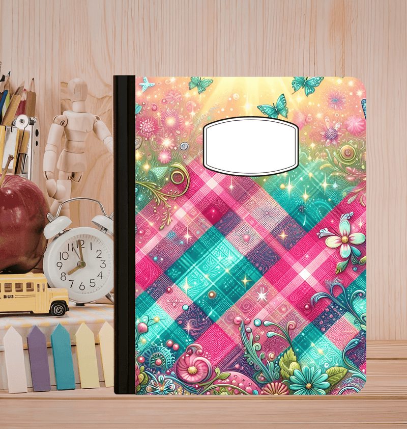 Holographic Butterfly Plaid Composition Notebook