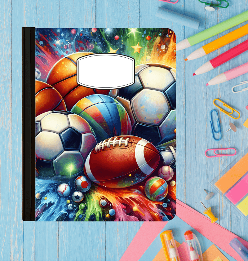Holographic Sports Galaxy Composition Notebook