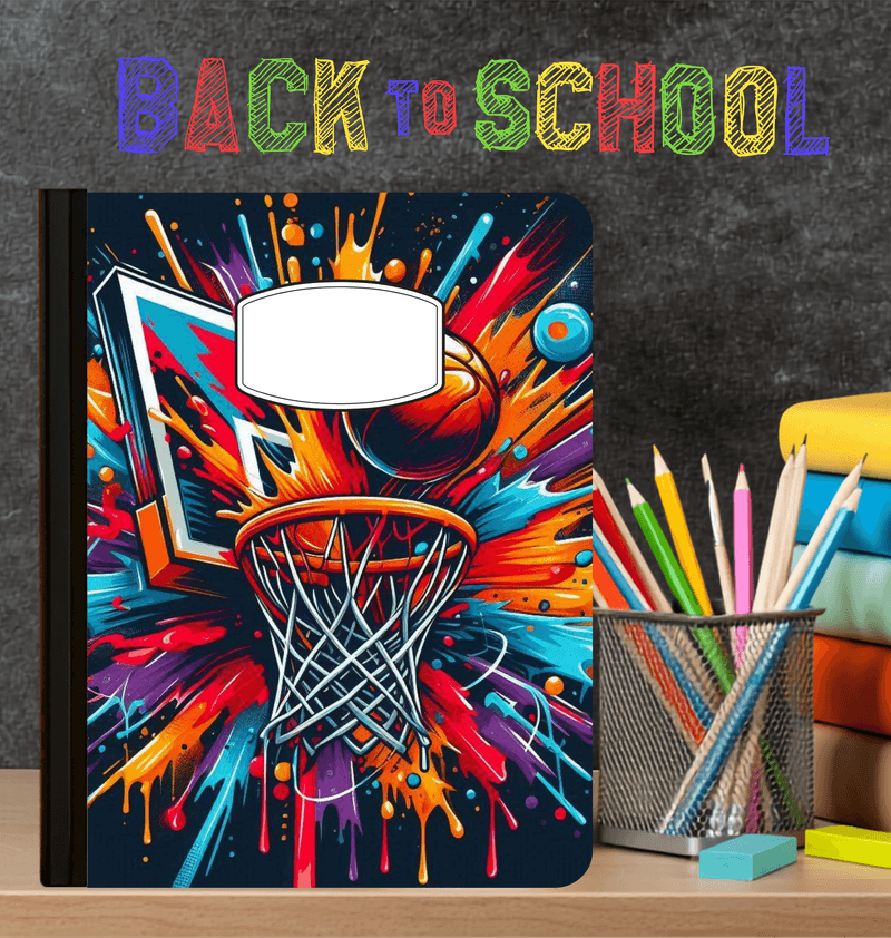 Holographic Basketball Splat Composition Notebook