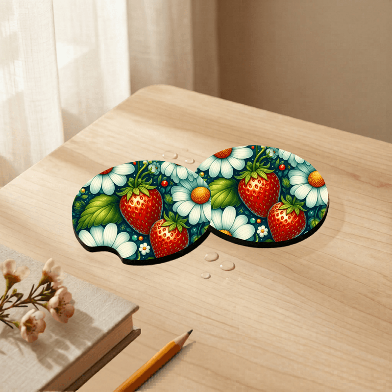 Car Coasters Strawberry Fields set of 2