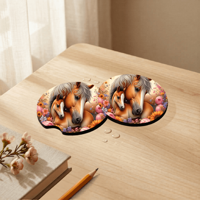 Car Coasters Horses set of 2