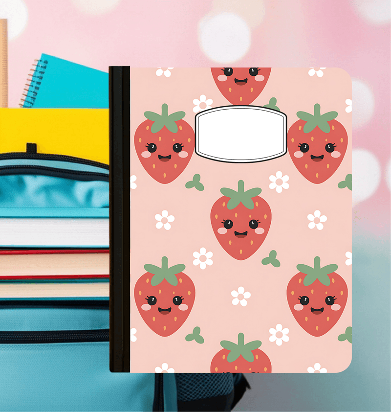 Holographic Strawberry Smiles Composition Notebook