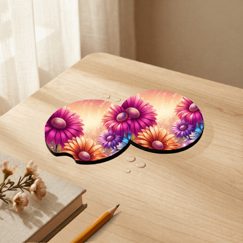 Car Coasters Gerber Daisies set of 2