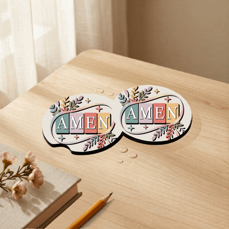 Car Coasters Amen set of 2