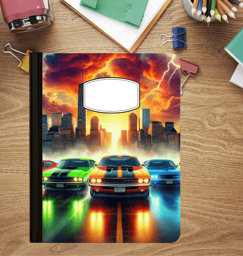 Holographic Street Race Composition Notebook