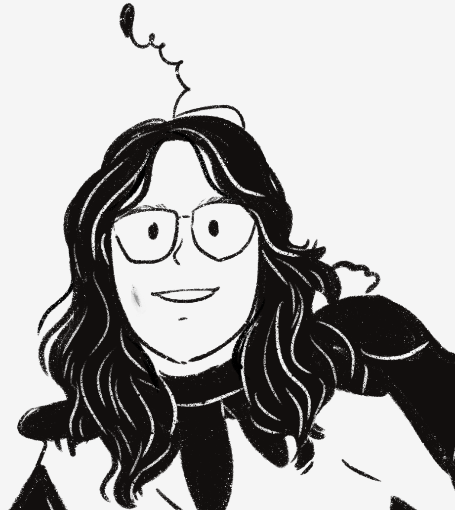 black and white sketch art of the owner