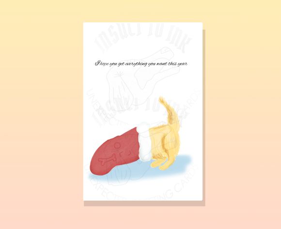 Merry Christmas Dog in Red Stocking Digital Print
