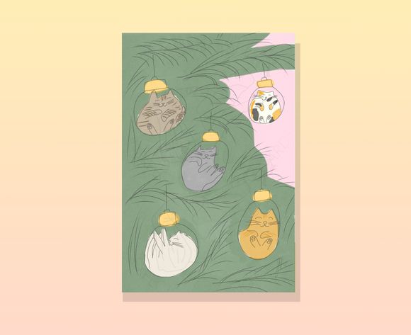 Merry Christmas Cats Digital Print