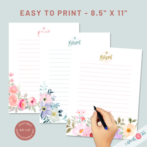 Printable Catholic Stationery | Blessed Catholic Letterhead | 8.5x11 inch Stationery | PDF Lined 