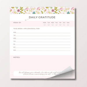 Gratitude Tracker Notepad with Scripture Verse | Weekly Habit Tracker Catholic Gratitude List Daily 