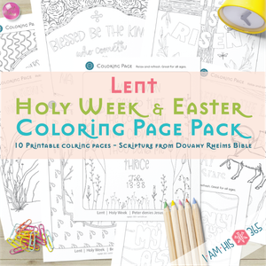 Lent, Holy Week + Easter Coloring Pages - 10 Printable Pages for Instant Download