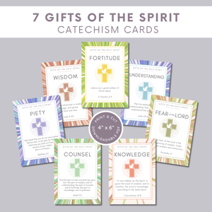 7 Gifts of the Holy Spirit Catechism Cards | Bible Verse | Virtue Cards | Traditional Catholic Bible