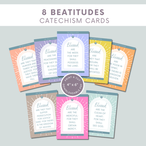 The Beatitudes Catholic Catechism Cards | Bible Verse | Traditional Catholic Bible Scripture Cards