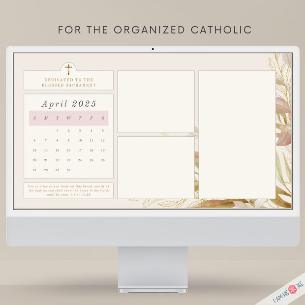 2025 Catholic Desktop Organizer Wallpaper Bundle | Monthly Desktop Calendar | Floral Screensaver