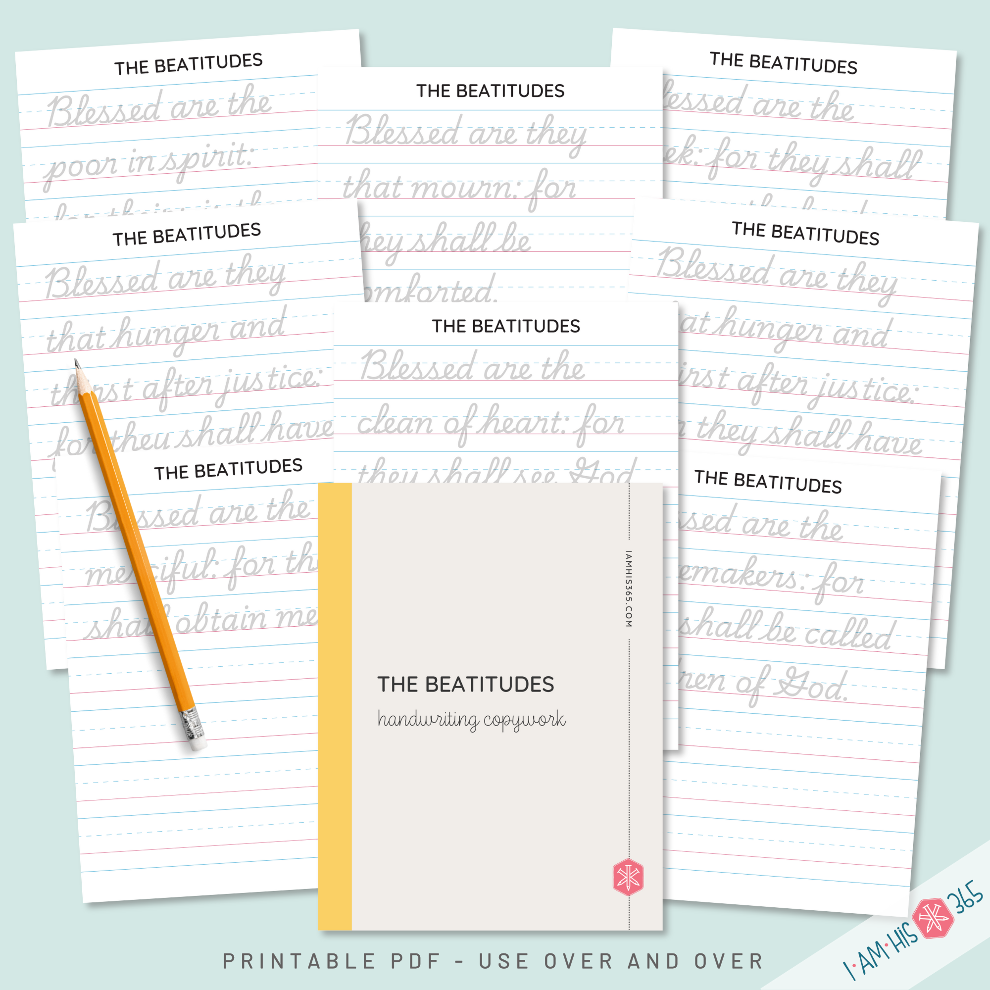 catholic-cursive-worksheet-bundle-copywork-scripture-saints-10-commandments-beatitudes for Free Printable Beatitudes Worksheet Pdf Catholic Cursive Worksheet Bundle Copywork | Scripture | Saints | 10 Commandments | Beatitudes for Free Printable Beatitudes Worksheet Pdf